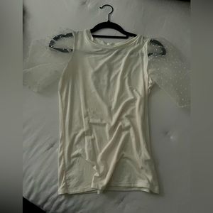 Cream Top w/ Mesh Sleeves (new)